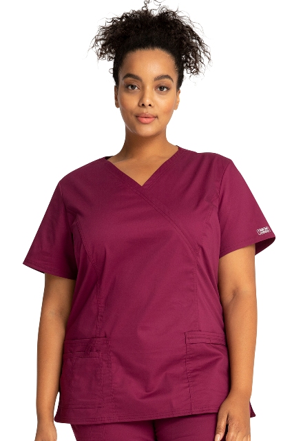 Mock Wrap Top Core Stretch Wine (CK4728)