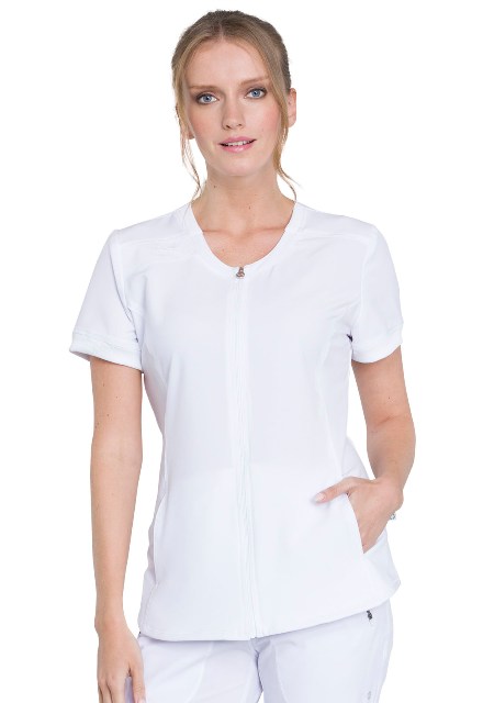 Zip Front V-Neck Top CK810