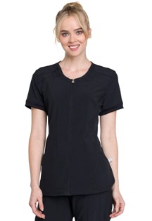 Zip Front V-Neck Top CK810