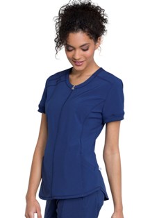 Zip Front V-Neck Top CK810