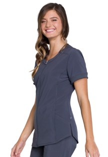 Zip Front V-Neck Top CK810